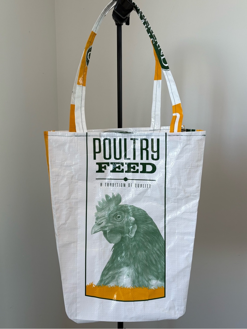 Poultry Feed Graphic Tote Bag - White, Green & Yellow